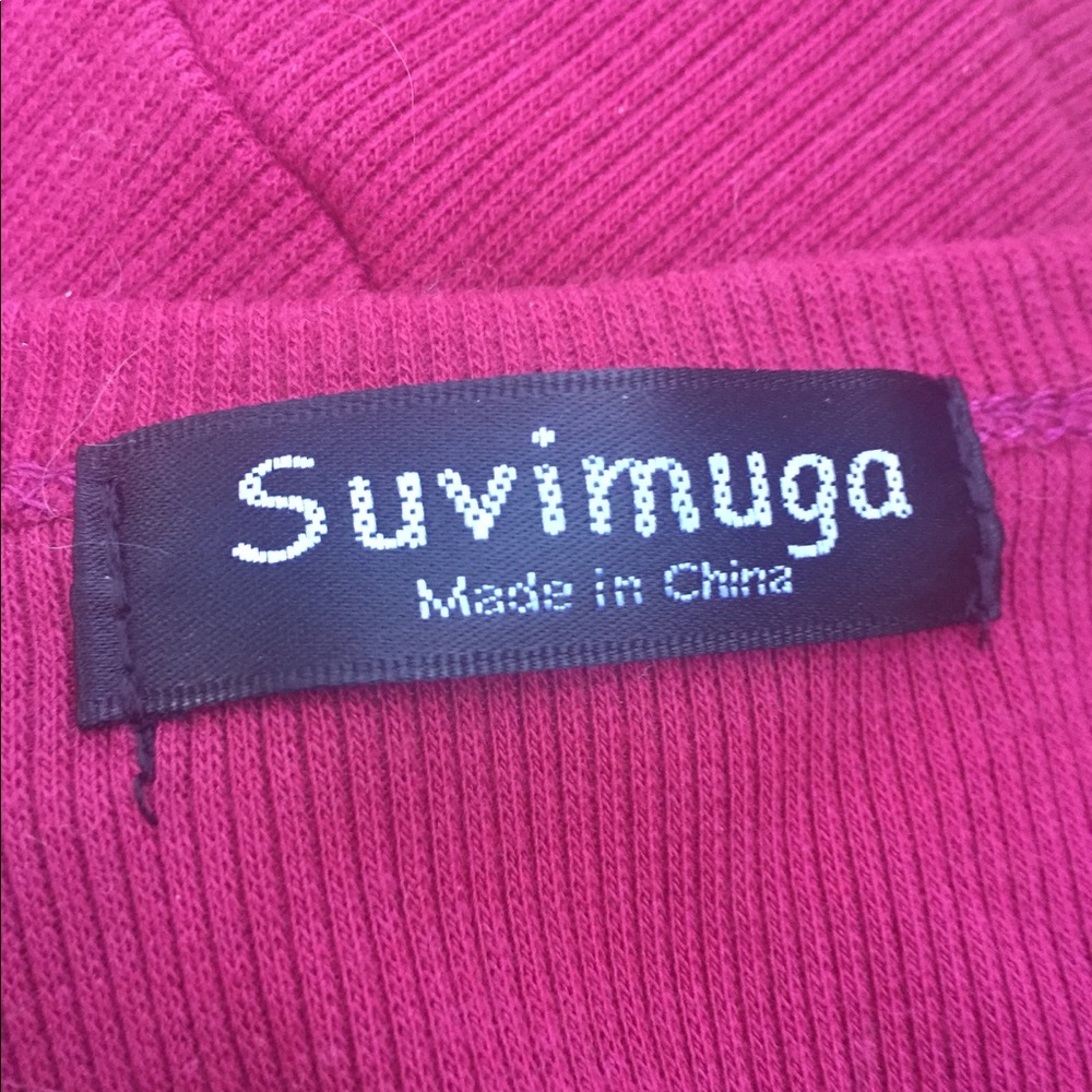 Suvimuga long sleeve button front lounging burgandy jacket - Picture 2 of 5